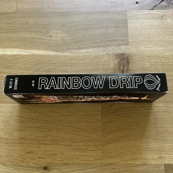 Vintage Rainbow Drip Candles Unused in Box Guild House Set of 2 Taper 12" Hippie - Picture 2 of 8